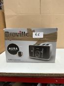 Breville Aura Shimmer Black 4 Slice Toaster. RRP £60. Grade U