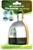 Rockland 75w Power Inverter With USB Port Converts Car 12v DC To 240v AC Power