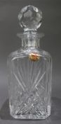 Vintage Cheviot British Crystal Square Shaped Spirit Decanter