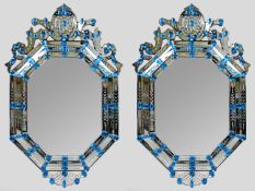 Pair of Decorative Bejewelled Venetian Style Mirrors