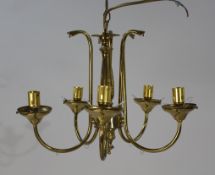 Vintage Five Light Brass Chandelier