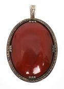 Large Agate Brooch Set in Silver