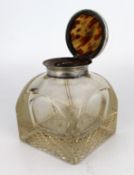 Fine Antique Large Cut Glass Silver Mounted Inkwell