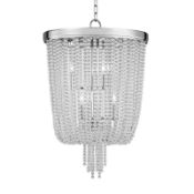Impressive Heavy Polished Nickel & Crystal Designer Chandelier