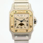Cartier / 119902 Santos Galbee Diamond Bezel & Bracelet - Lady's Gold/Steel Wrist Watch