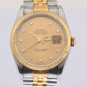 Rolex / Datejust 16233 champagne dial 36 mm 10P Diamond 1991 Jubilee Bracelet