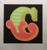 Ben Eine (born 1970) PINK # 19 'C', Circus Shutter Font - signed LTD Edition screen print 2015