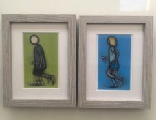Julian Opie(1958)Pair of 3D Lenticular Moving Images, in Colours ‘Paul' & ‘Bibi Running’ Framed 2...