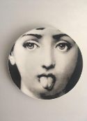 Fornasetti Style - 10 inch (25.5cm) Wall Plate, LINA, Variazioni No 82, LINA (Tongue Out) II
