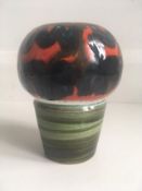 Poole Pottery : Hand painted (Circa 1970s) ‘Delphis ATOMIC BLUSH’ Vase in Green, red, Blue Colour...