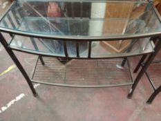 A Side / Hallway Display Unit. Heavy Bronze Style Metal Frame.