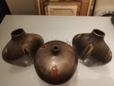 A Collection of 3 X Pottery Vases. Possibly Czechoslovakian