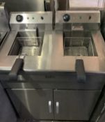 Title: Double Electric Freestanding FryerDescription: Used, Tested Double Electric Freestanding