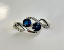 Beautiful 1.05 CT Unheated Ceylon Blue Sapphire Diamonds & Platinum