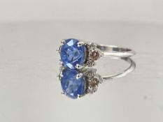 Beautiful 1.79 CT Natural Ceylon Blue Sapphire Diamonds & 18k Gold