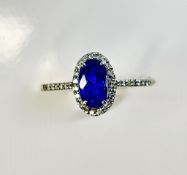 Beautiful 2.19 CT Unheated Burma Blue Sapphire Diamonds & Platinum
