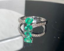Slytherin Harry Potter Natural Emerald Ring With Natural Diamonds and 18k Gold