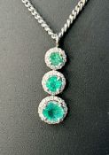 Beautiful Natural 1.24 CT Emerald Pendant With Diamonds & Platinum 950