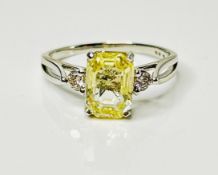 Beautiful Unheated Untreated Natural Ceylon yellow Sapphire Diamonds & Platinum