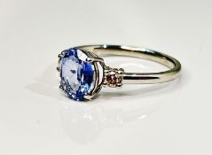 Beautiful 1.75 Ct Unheated Ceylon Cornflour Blue Sapphire Diamonds & Platinum