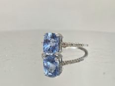 2.79CT Unheated/Untreated Ceylon Cornflour Blue Sapphire Diamonds & 18k Gold