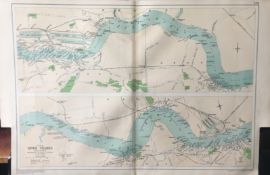 Bacons Rare Vintage London Suburbs The River Thames Showing Wharves Map.