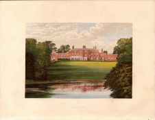Lawton Hall Cheshire Gilt-Edge Coloured Antique Book Plate.