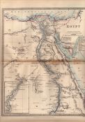 Egypt Antique Coloured Detailed Victorian c1850 Map.