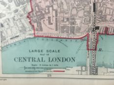 Bacons Rare Vintage London Suburbs Coloured Map Plan of Central London .