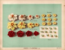 Piped Cake Rose Victorian Antique Chromolithograph Print.