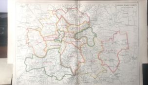 Bacons London & Suburbs Rare London Parliamentary Divisions Map.