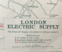 Bacons Rare Vintage London Suburbs London Districts Electric Supply Map.