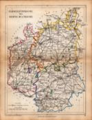 Antique Railway Map of Gloucestershire Drawn & Engraved by John Emslie.