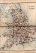 England & Wales Antique Detailed Coloured Victorian c1850 Map.