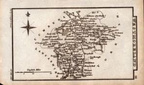 Cumbria Antique Copper Engraved George IV Map by Sidney Hall.