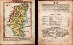 Kent Engraved Hand Coloured King George IV Antique Map & Text.