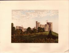 Peckforton Castle Cheshire Gilt-Edge Coloured Antique Book Plate.