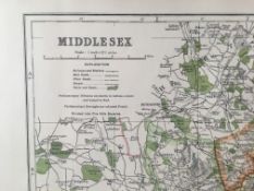 Bacons London & Suburbs Rare Vintage Map Middlesex London Windsor Etc.