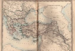The Turkish Empire Antique Coloured Detailed Victorian c1850 Map.