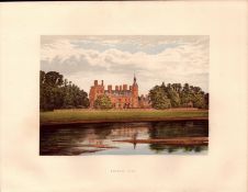 Kelham Hall Nottinghamshire Gilt-Edge Coloured Antique Book Plate.