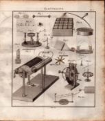 Electricity 2 Detailed Diagram 1799 George III Antique Copper Engraving.