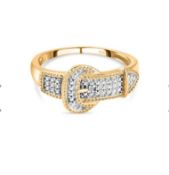 New! Doorbuster - Diamond Band Ring In Gold Overlay Sterling Silver