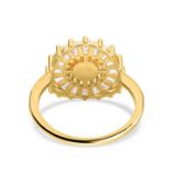 New! Golden Fresh Water Pearl and Simulated Diamond Floral Ring