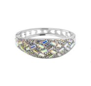 New! Simulated Mercury Mystic Topaz and White Austrian Crystal Bangle
