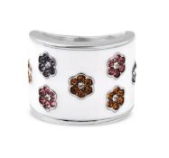 New! Multi Colour Austrian Crystal Floral Enamelled Ring