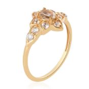 New! Golden Precious Topaz and Natural Cambodian Zircon Ring