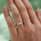 New! 0.50 Carat SGL Certified Diamond I2-I3/G-H Trilogy Ring In 9K White Gold
