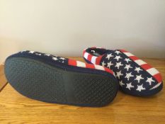 Job Lot 10 x Men's Dunlop, “USA Stars and Stripes” Memory Foam, Mule Slippers, Size M (8/9)