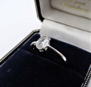 White Sapphire Solitaire Sterling Silver Ring New With Gift Pouch