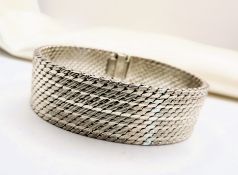 Vintage Argente Italy Chunky Sterling Silver Flat Link Bracelet 80 Grams